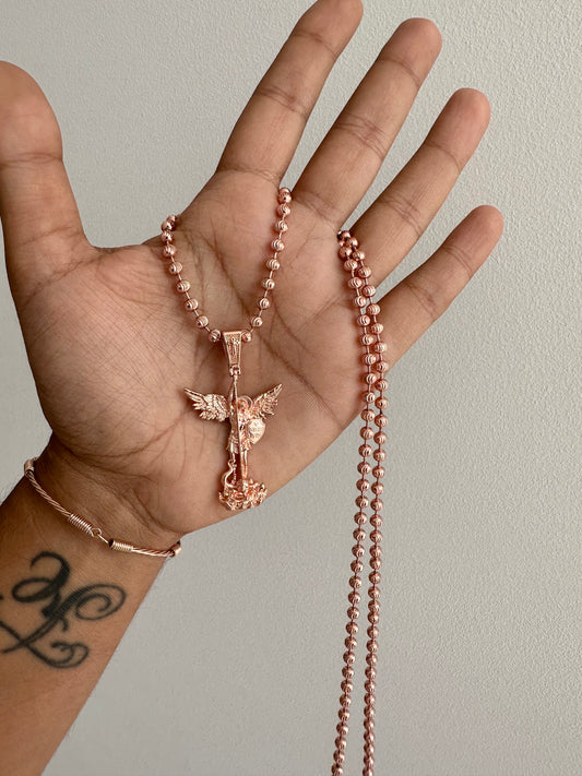 Cadena militar diamantada con dije san Miguel arcángel
