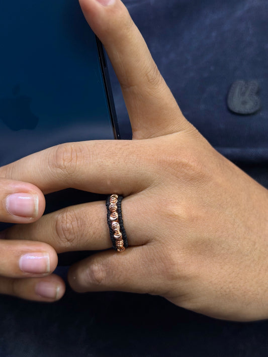 Anillo tejido con balón diamantado italiano