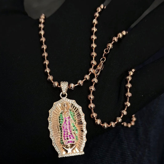 Cadena militar con dije virgen de Guadalupe
