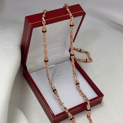 Cadena rustica tejido dubai con cauchos negros