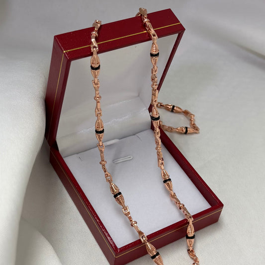 Cadena rustica tejido dubai con cauchos negros