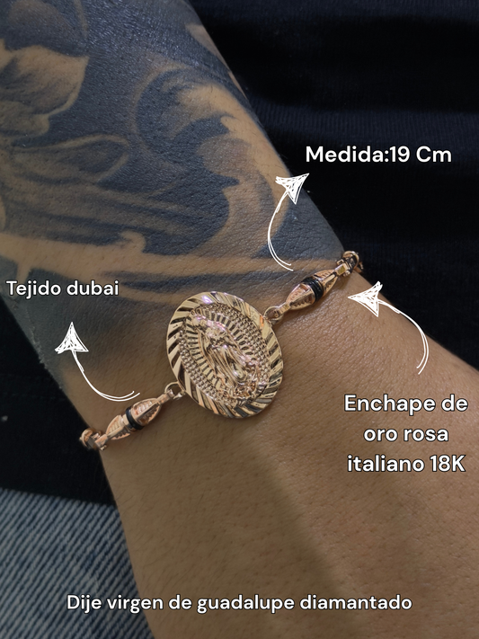 Pulsera dubai con herraje de la virgen