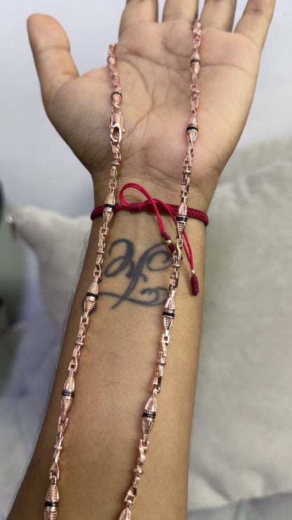 Cadena rustica tejido dubai con cauchos negros